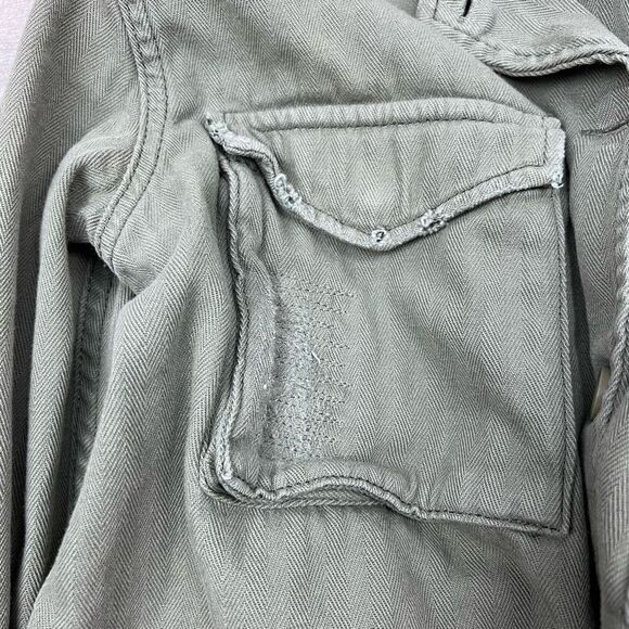 Topshop Utility Jacket Women’s 4 | Army Green Cotton Button Front Shacket - Picture 6 of 6